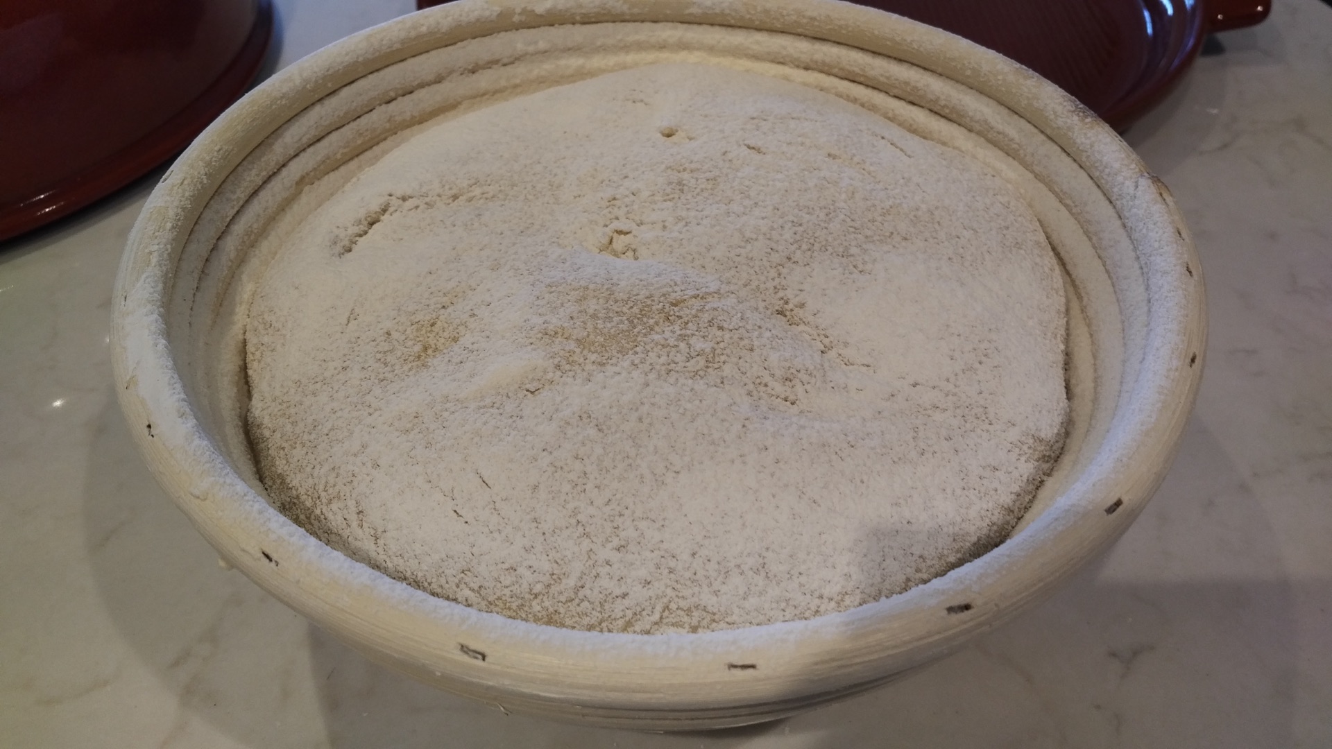 Floured proofed dough